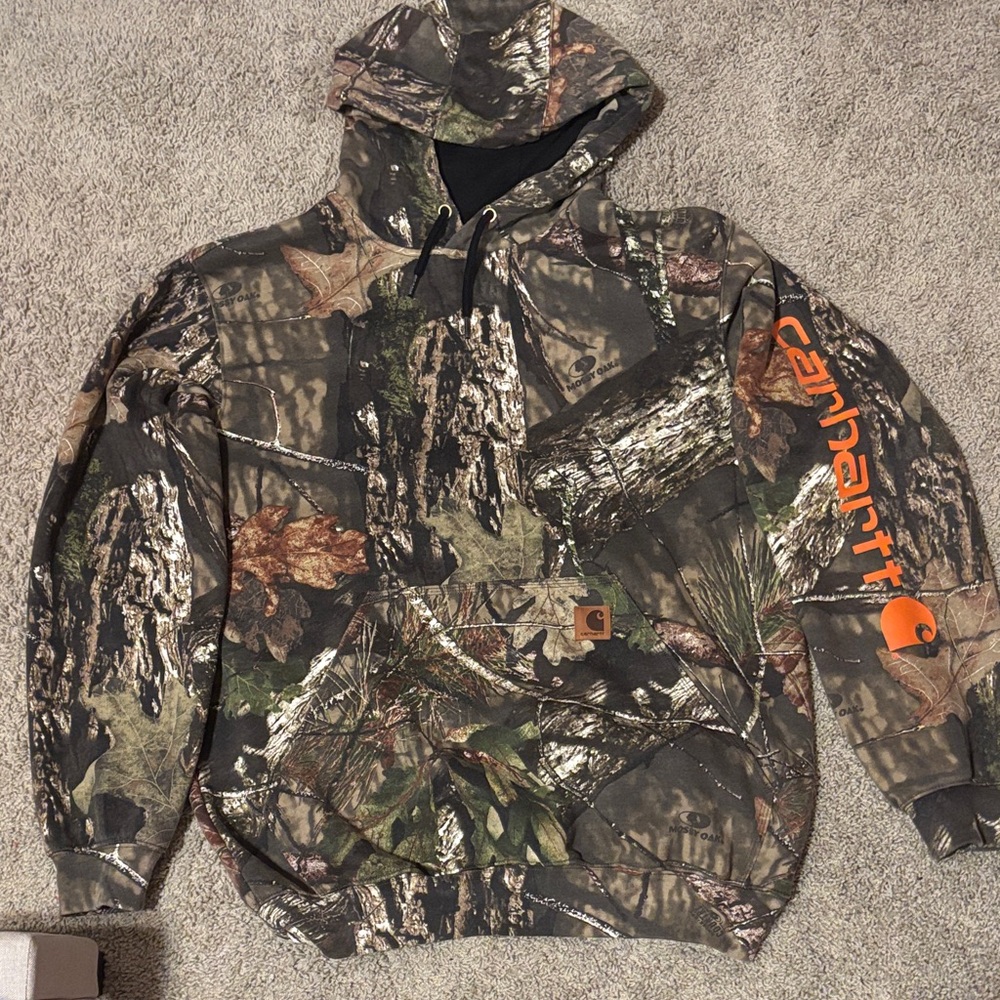 Carhartt Realtree Camo Hooded Pullover with Orange Logo